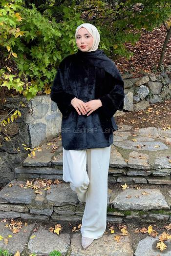 Black Crew Neck Long Arm Coat