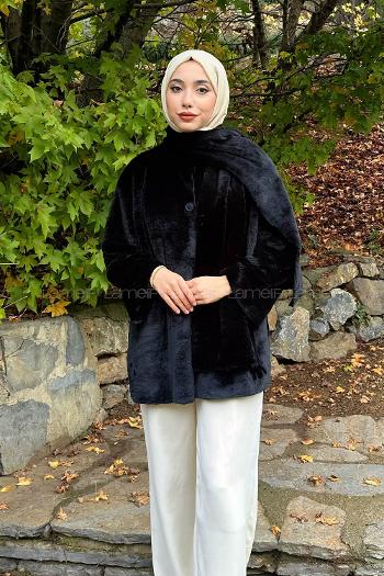 Black Crew Neck Long Arm Coat