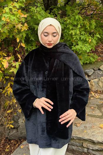 Black Crew Neck Long Arm Coat