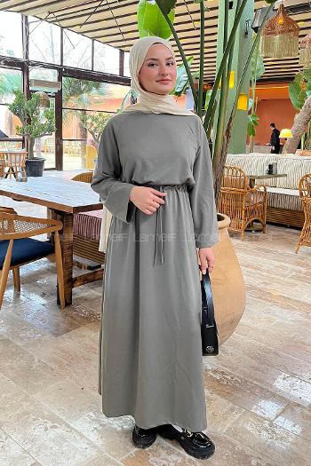 Plum Green Crew Neck Cotton Lycra Dresess