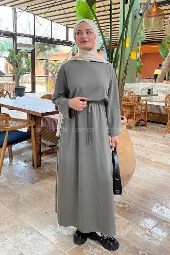 Plum Green Crew Neck Cotton Lycra Dresess