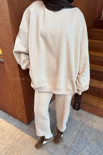 Lamelif Eşofman Takımı Krem