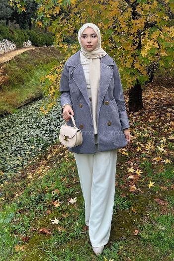 Lamelif Kaşe Kaban Gri