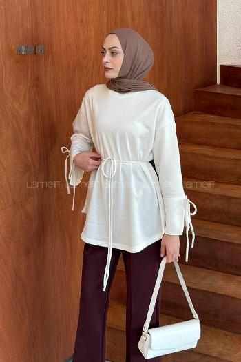 White Crew Neck Long Arm Sweatshirt
