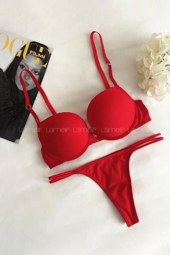 Red Cotton Fabric Underwire Support Bralet