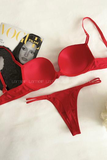 Red Cotton Fabric Underwire Support Bralet