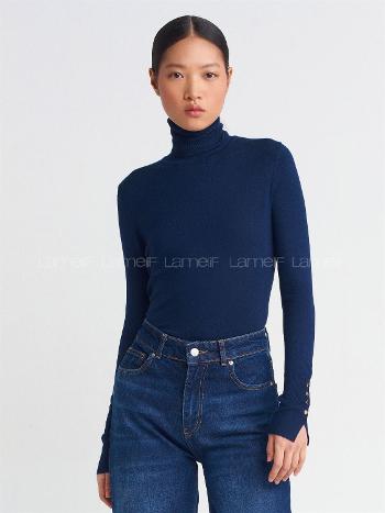 Lamelif Dilvin Balıkçı Yaka Kazak Lacivert