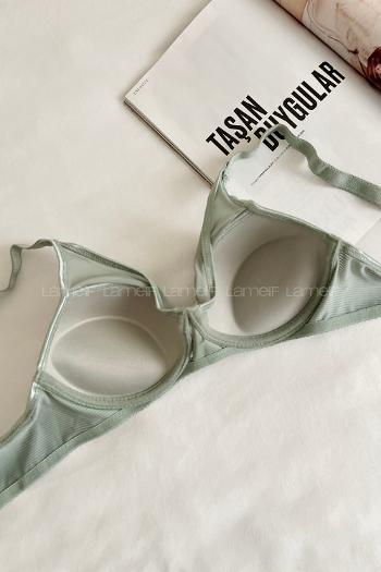 Lamelif Dantelli Tüllü Push Up Sütyen