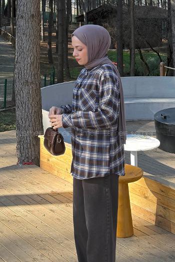 Bitter Brown Shirt Collar Long Arm Acrylic Cotton Shirt