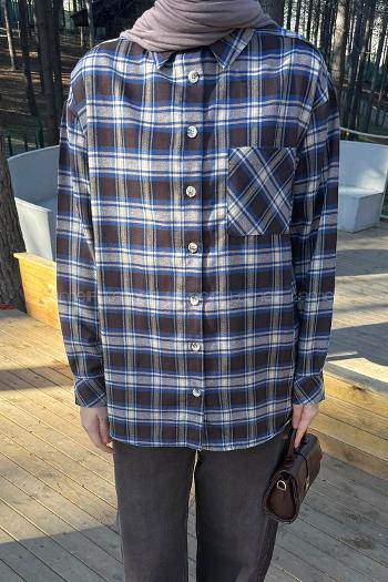 Bitter Brown Shirt Collar Long Arm Acrylic Cotton Shirt