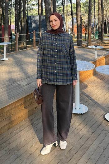 Khaki Shirt Collar Long Arm Acrylic Cotton Shirt