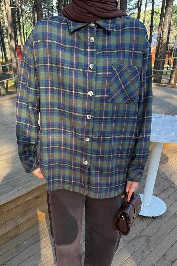 Khaki Shirt Collar Long Arm Acrylic Cotton Shirt