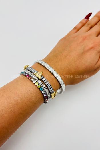 Silver Belted Gold Straight Wristband