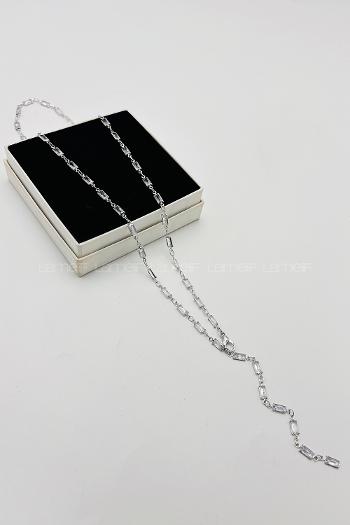 Lamelif Gümüş Çokrenkli Baget Y Kolye