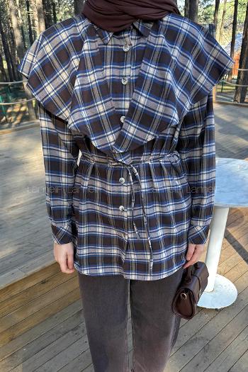 Lamelif Şal Yaka Gömlek Kahve