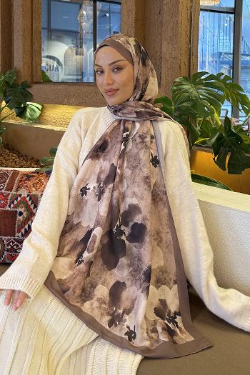 Lamelif Batik Desen Müslin Şal Toprak