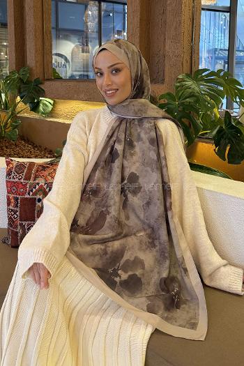 Lamelif Batik Desen Müslin Şal Vizon Yeşil