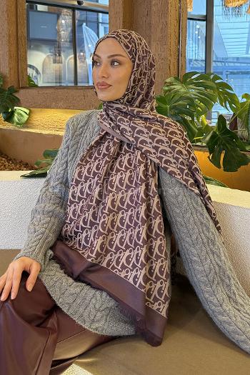 Lamelif Dior Desen Kaşmir Çift Taraflı Şal Mürdüm