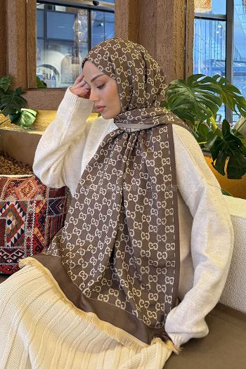 Soft Brown Cotton Fabric Cashmere Striped Printed Shawl