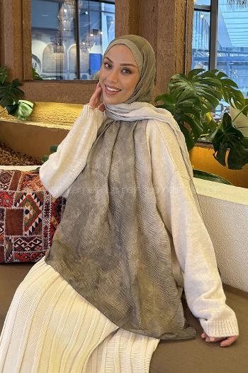 Lamelif Bulut Desen Müslin Şal Mint Yeşili