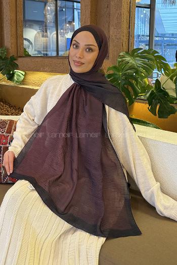 Lamelif Bulut Desen Müslin Şal Siyah Bordo