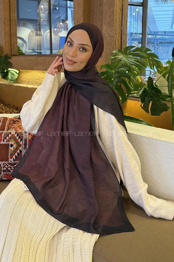 Lamelif Bulut Desen Müslin Şal Siyah Bordo