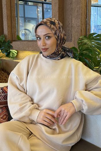 Black Brown Cotton Fabric Striped Flowering Straight Printed Scarf