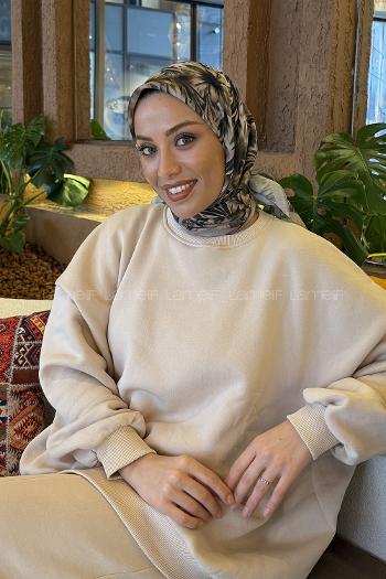 Lamelif Daisy Flowers Desen Soft Eşarp Taş Adaçayı