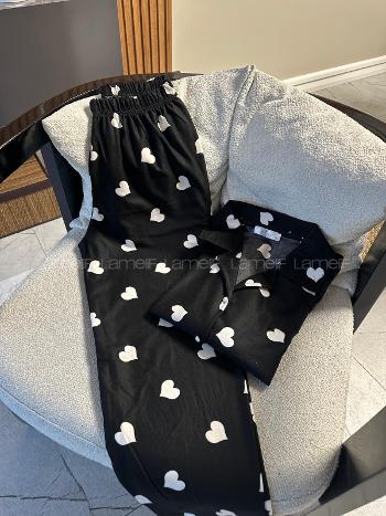 Black Crew Neck Long Arm Without Accessories Combed Fabric Regular Trousers Comfortable Suit