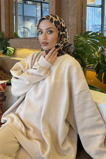 Bitter Brown Cotton Fabric Striped Flowering Straight Printed Scarf