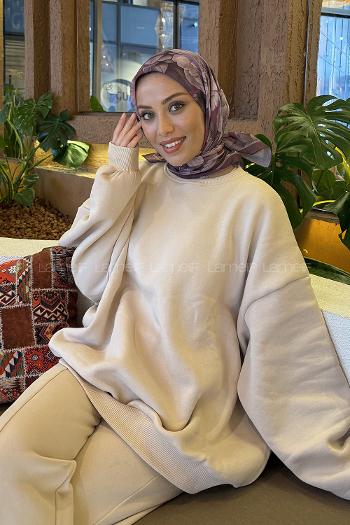 Lamelif Lotus Desen Soft Eşarp Gül Kurusu