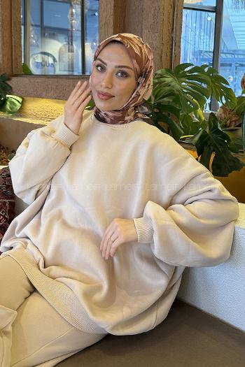 Lamelif Lotus Desen Soft Eşarp Tarçın