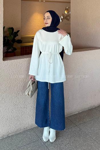 Lamelif Bağlama Detaylı Oysho Sweat Beyaz