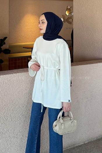 Lamelif Bağlama Detaylı Oysho Sweat Beyaz