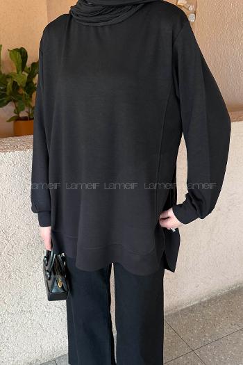 Lamelif Oysho Dikişli Sweat Siyah