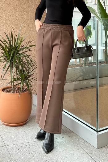 Lamelif Çımalı Scuba Pantolon Acı Kahve