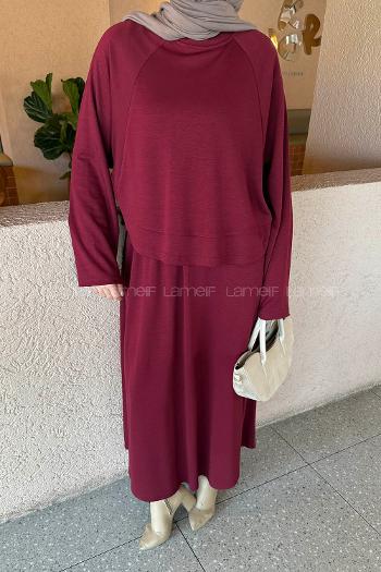 Lamelif Oysho Etekli Takım Bordo