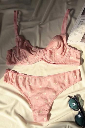 Lamelif Kaşkorsen Desenli Pamuk Sütyen Takım