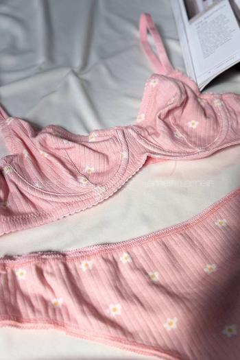 Lamelif Kaşkorsen Desenli Pamuk Sütyen Takım