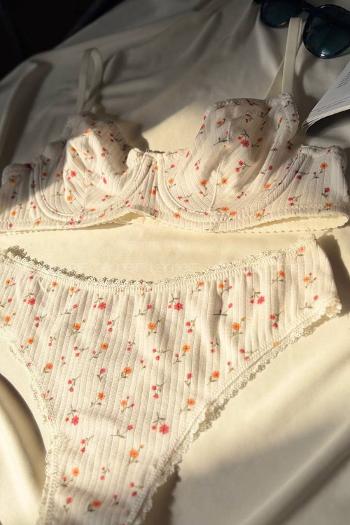 Lamelif Kaşkorsen Desenli Pamuk Sütyen Takım