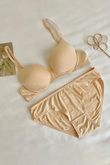 Lamelif Penye Destekli Takım Siyah Renk