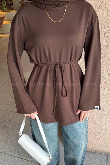 Lamelif Bağlama Detaylı Oysho Sweat Acı Kahve