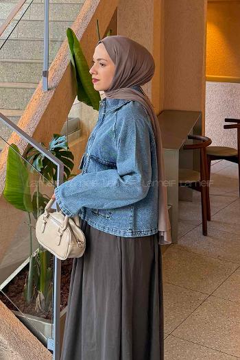 Denim Blue Shirt Collar Long Arm Denim Denim Jacket