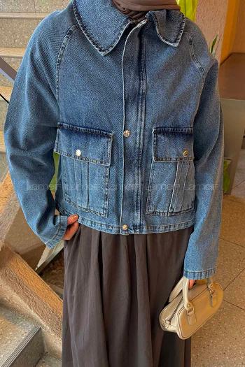 Denim Blue Shirt Collar Long Arm Denim Denim Jacket