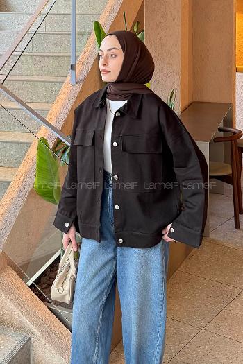 Lamelif Kapak Cepli Gömlek Acı kahve