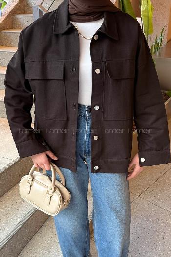 Lamelif Kapak Cepli Gömlek Acı kahve