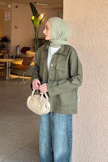 Lamelif Kapak Cepli Gömlek Haki