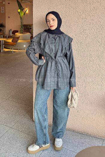 Anthracite Shirt Collar Long Arm Cotton Shirt