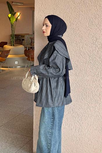 Anthracite Shirt Collar Long Arm Cotton Shirt