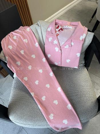 Lamelif Kalp Desen Pijama Takımı